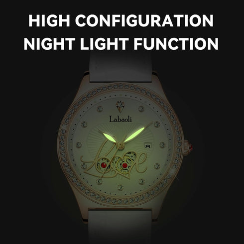 Women's Quartz Watch: Water-Resistant, Night-Luminous, High-End Ladies' Quartz Wristwatch with Calendar, Luxury Watch Gift (White+White)...