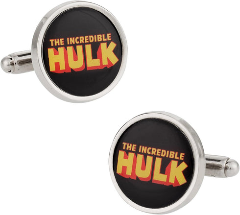 Hulk Silver-Tone & Black Round Cufflinks with Presentation Box...