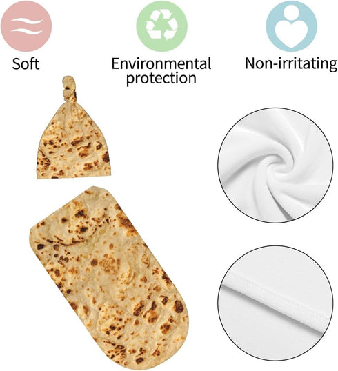 Swaddle Blankets?Beanie Hat Sets Soft Baby Receiving Tortilla Blanket New Born Soft Sleep Sacks for Infant Boys Girls 0-6M-6...