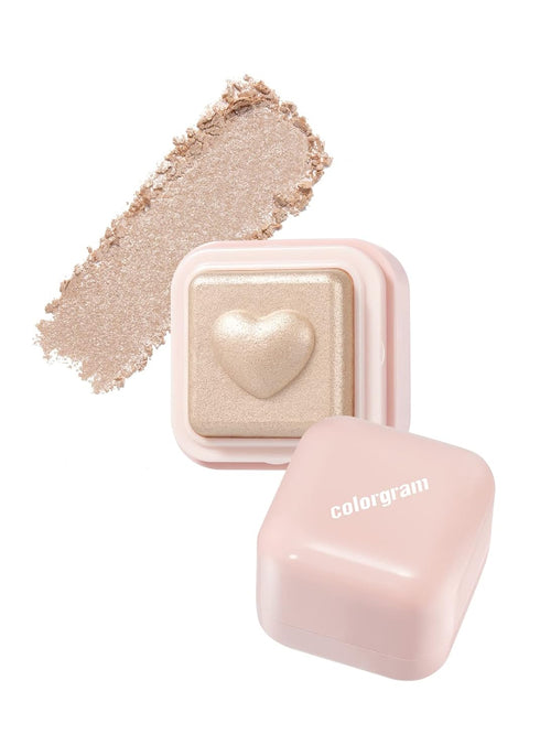 COLORGRAM Milk Bling Heartlighter 01 Peach Heart | Silky Smooth Versatile Creamy Highlighter with Shimmery Finish, Soft and Natural Glow Perfect f...