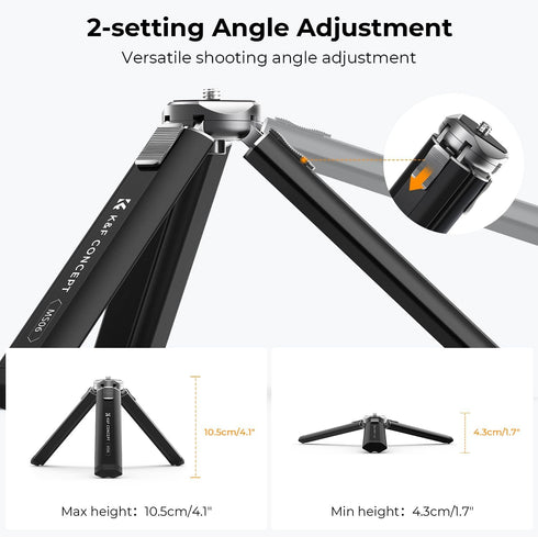 K&F Concept Mini Projector Camera Metal Tripod, 1/4" Screw Desktop Stand, 2-Level Height Adjustment - Load up to 44lbs, MS06...