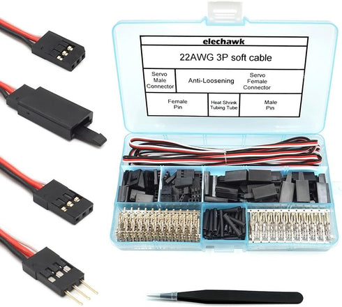 30 Sets Servo Connector Male Female Plug Crimp Pin Cable Kit Compatible with Futaba JR Hitec Spektrum RC Connectors (without Crimping Tool)...