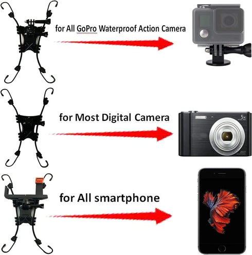 Universal Chain Link Cargo net Mount for Inflatable Kayak Fishing Kayak for Action Camera (Gopro) /Smartphone/Digital Camera Mounting, Record All ...