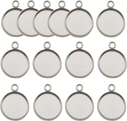 40 Pcs Fit 16mm Stainless Steel Round Blank Bezel Pendant Trays Base Cabochon Settings Charms for Jewelry Making (10164-16mm-40pcs)...