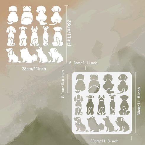 FINGERINSPIRE Dog Stencil 11.8x11.8 inch Puppy Dog Sitting Stencils Template Plastic Dog Pattern Stencil Large Reusable Dog Sitting Stencils for D...