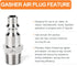GASHER 5PCS Industrial Air Plug, 304 Stainless Steel 1/4"NPT Male, 1/4" High Flow Pneumatic Plugs...