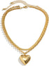 Layered Chunky Heart Choker Necklace - Gold Plated Heart Pendant Herringbone Snake Chain Y2K Grunge Jewelry Gifts for Women...