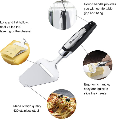 MSY BIGSUNNY Cheese Slicer, Heavy Duty Stainless Steel Cheese Plane Slicer Cheese Cutter with Non-slip Handle...