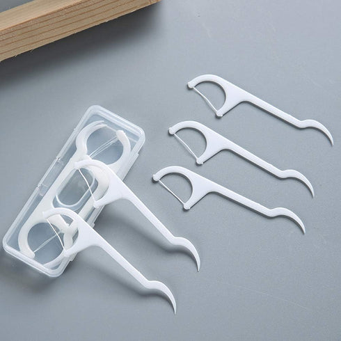 100 Pcs Disposable Dental Floss Sticks Teeth Cleaner Oral Care with Portable Plastic Case...