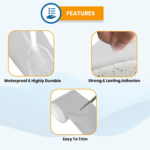 4" by 10Ft Patch & Seal Repair Waterproof Tape for Leaks (White, Pack of 1)| Heavy Duty Rubberized Sealing Tape to Fix Sudden Water Pipe Leakages,...