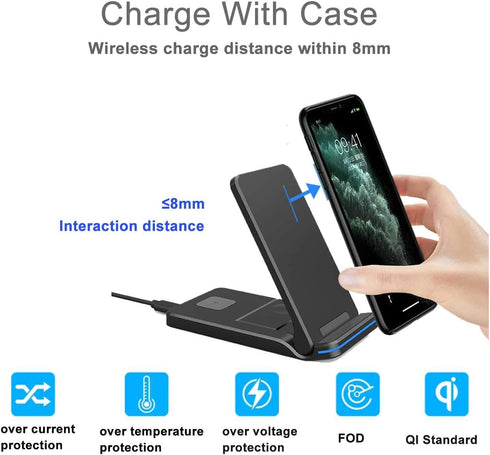 Wireless Charger, bluebyte 3 in 1 Wireless Charging Station for iPhone 12 Pro Max/X/XS/XR/8Plus Wireless Charging pad for Samsung, Apple iWatch, A...
