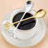 Stainless Steel Gold Leaf Coffee Spoons Creative Tableware Dessert Spoons Gold Serving Spoons Small Spoons for Condiments Mixing Sugar Stir Ice Cr...