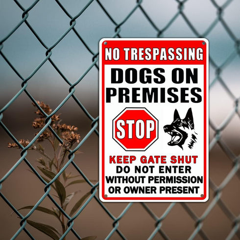 Funny Beware Of Dog Sign Warning Do Not Enter Metal Signs No Trespassing Dogs On Premises Tin Signs Dog In Yard Stop Keep Gate Closed Sign For Fen...