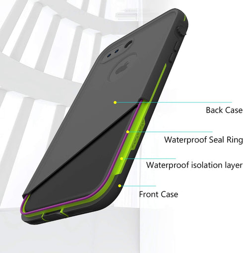for iPhone 8 Plus & 7 Plus Waterproof Case - Underwater Snowproof Dirtproof Shockproof Cover - Grey/Green...