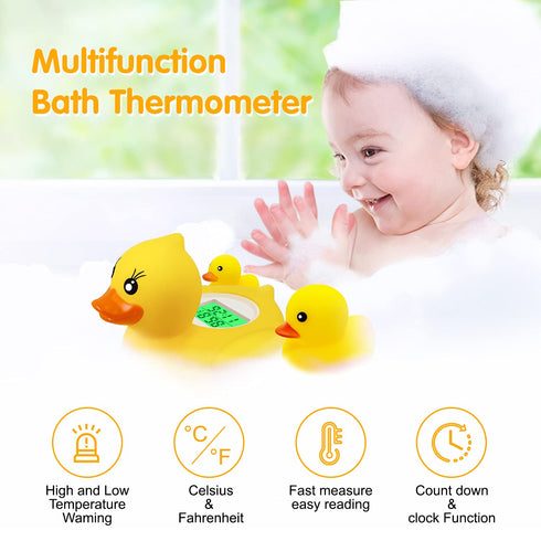 Baby Bath Thermometer (Sponge Upgraded Set),The Infant Baby Bath Floating Toy Safety Temperature Duck Thermometer...