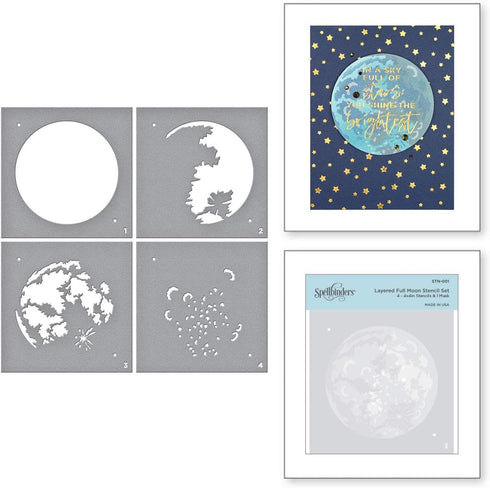 SPELLBINDERS PAPERCRAFTS, INC Spellbinders Stencil-Layered Full Moon, White...
