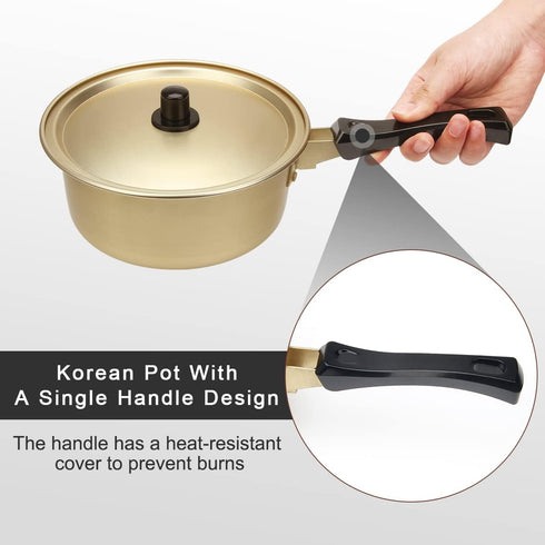 AHIER Ramen Pot, Korean Ramen Cooking Pot With Lid Spoon and Chopsticks, Korean Ramen Noodle Pot Fast Heating For Kitchen Cookware (Single Handle)...