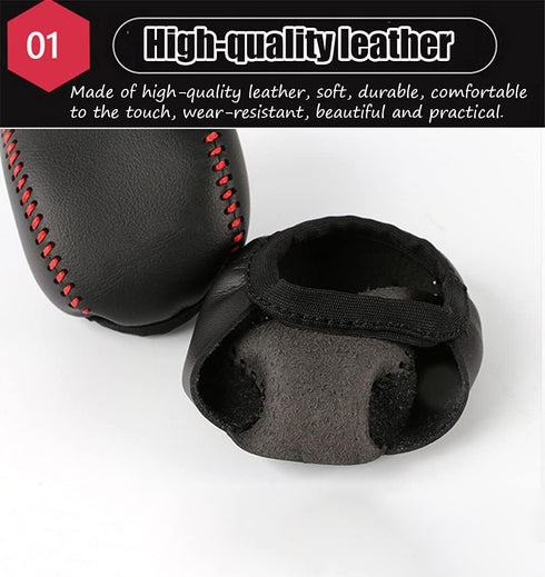 Great-luck Genuine Leather Automatic at Gear Shift Knob Cover Protector Trim,The car Interior Accessories(Black with Red Stitches),for Toyota RAV4...