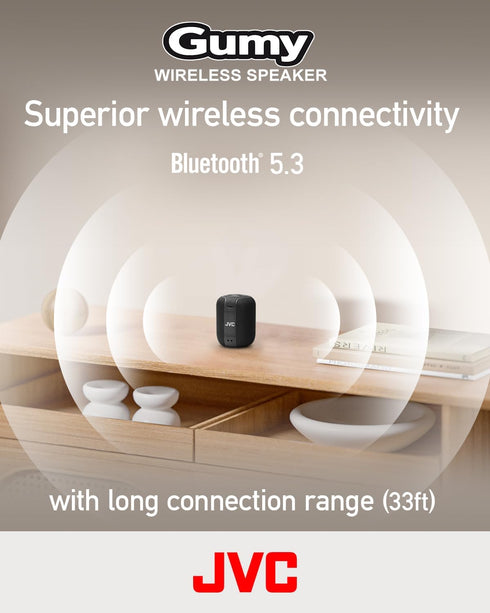 JVC Portable Gumy Wireless Speaker with Surround Sound, Bluetooth 5.3, Lightweight, TWS capability, USB-C, up to 15-Hour Battery Life - SPSG1BTA (...