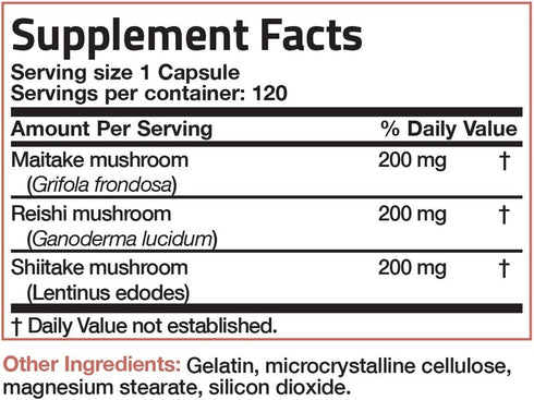Triple Mushroom Complex - Maitake - Reishi - Shiitake - Powerful Antioxidant and Immune System Booster - Full Spectrum Mushroom Complex - 600 mg C...