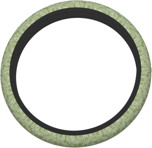 Steering Wheel Cover, Mushrooms Olive Green, Universal 15 Inches Car...