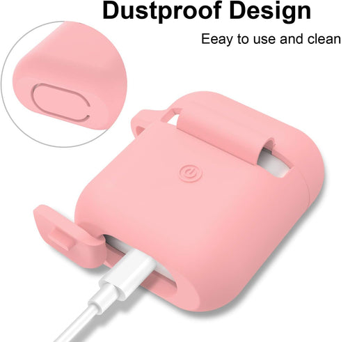 SATLITOG AirPods Case, Full Protective Silicone Cover for Apple AirPods 1&2 Wireless and Wired Charging Case, Pink...
