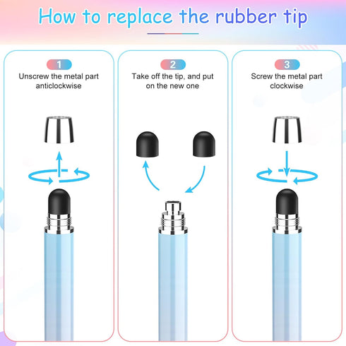 Stylus Pens for Touch Screens, High Sensitivity Stylus for iPad iPhone Samsung Galaxy and Tablets (6 Pcs, Gradient Pink/Green/Purple/Blue/Light Pi...