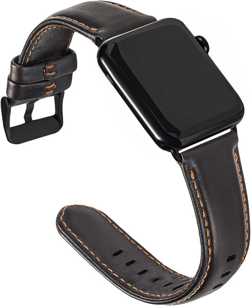 Genuine Leather Strap Compatible for Apple Watch Band 41mm 40mm 38mm, Replacement Wristband for iWatch Series 8 7 (41mm) Series 6 5 4, SE (40mm) S...