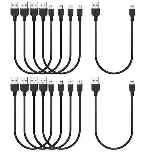 Mini USB Cable 1ft 10-Pack Bulk, Short Mini-B Charger Cord Black...