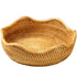 Handmade Rattan Round Fruit Basket Food Storage Bowls Kitchen Organizer Snack Serving Bowl Wavy Edge Circle Tray Basket, Boho Home Décor Display T...
