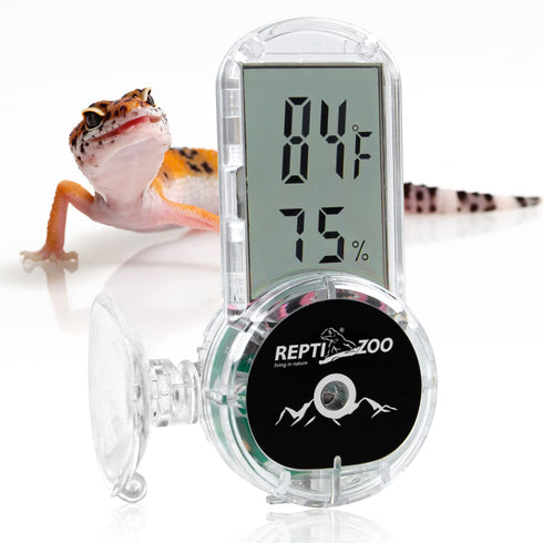 REPTI ZOO Upgraded Reptile Terrarium Thermometer Hygrometer,Digital Pet Temperature and Humidity Gauge with Suction Cup for Reptile Rearing Box Ta...