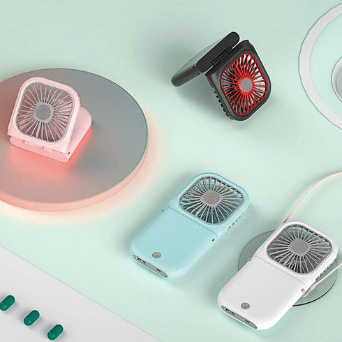 Portable Neck Fan Mini Quiet Handheld Personal Foldable USB Rechargeable Fan Operated for Home Office Outdoor Travel, 3000mAh Power Bank Hands Fre...