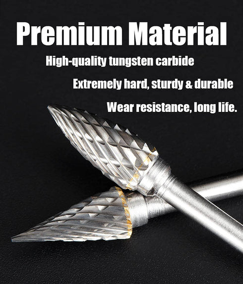 Tungsten Carbide Rotary Burr Set for Dremel, 10PCS Carbide Double Cut Carving Burr Bits with 1/8” Shank Rotary Tool Accessories for Woodworking, E...