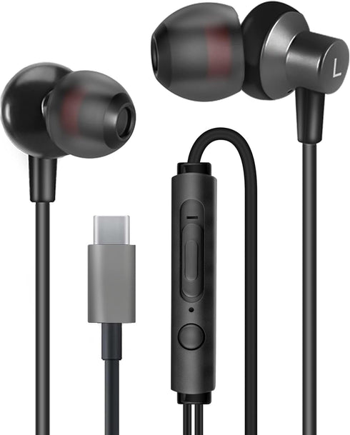 MAS CARNEY TI3 Wired USB Type C Headphones, USB C Earbuds, in-Ear Earphones with Microphone for Samsung S20, Huawei P30 P40, OPPO, Honor, Google P...