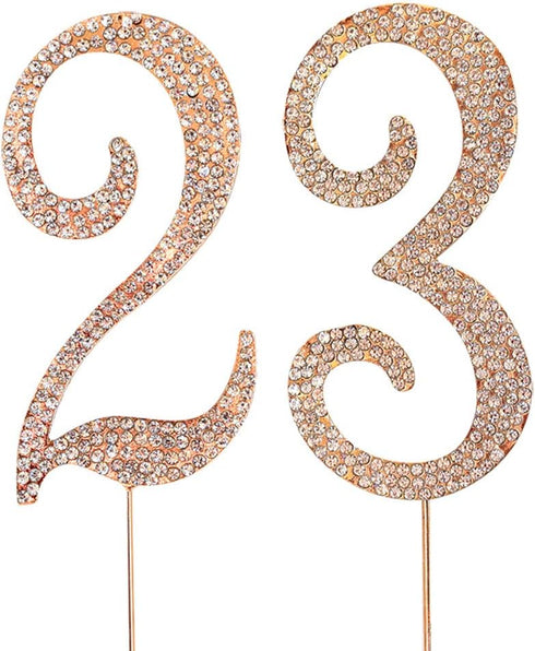 MAGJUCHE Gold 23" Crystal Cake Topper, Number 23 Rhinestones 23rd Birthday Cake Topper, Men or Women Birthday or 23th Anniversary Party Decoration...