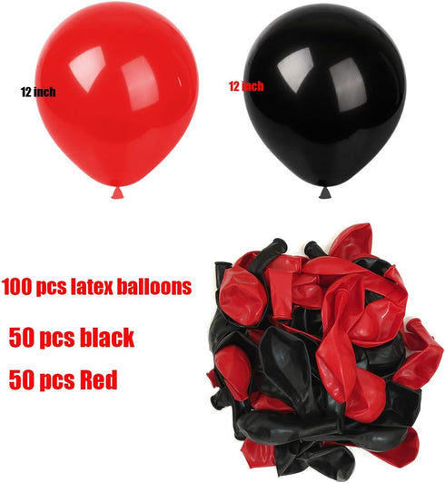 Red Black Balloons,100 pcs 12 inch Latex Balloons,birthday party decoration...