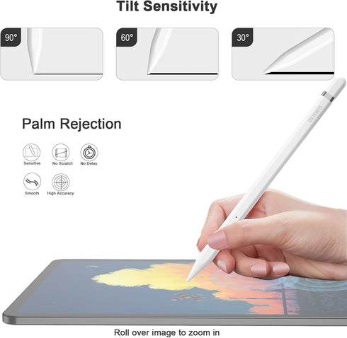 Shortcut Smart Button Stylus Pen for iPad Apple Pencil 1st 2nd Generation,BENWIS Pro 3X Fast Charge Apple Pencil Work for 2018-2023 iPad 6/7/8/9/1...