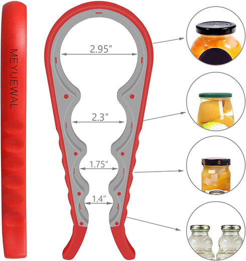 Jar Opener, 5 in 1 Multi Function Can Opener Bottle Opener Kit with Silicone Handle Easy to Use for Children, Elderly and Arthritis Sufferers (App...