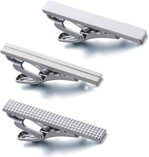 Men's Fashion Alloy Metal 1.5" Skinny Tie Clip - 3 Pcs Set...