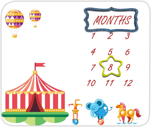 Circus Top Tent Baby Monthly Milestone Blanket, 48x40in Animal Show Hot Air Balloon Blanket Soft Flannel for Newborn Baby Shower, New Mom Gift Bab...