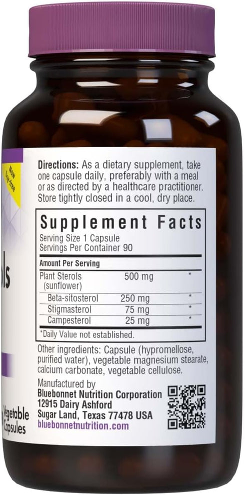 Bluebonnet Nutrition Plant Sterols 500mg Heart Health Supplement for Men & Women* - Non-GMO Beta-Sitosterol from Sunflower Oil - Vegan, Gluten-Fre...