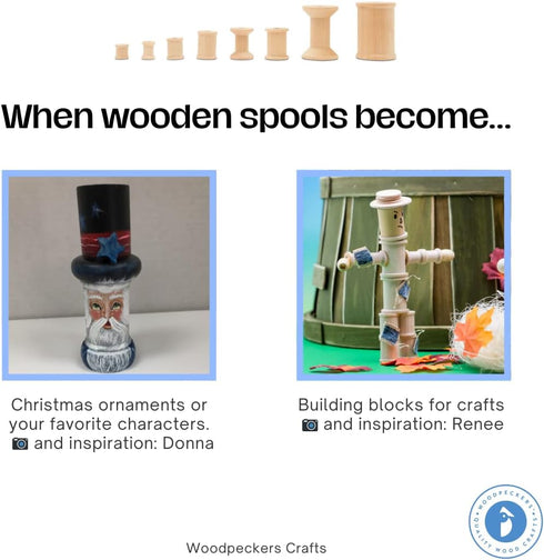 Wooden Spools 1/2 x 1/2 inch Pack of 100 Unfinished Mini Birch Wood Spools, Splinter-Free, for Crafts and Wood Jewelry by Woodpeckers...