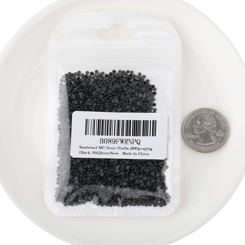 beadsland Crystal Hotfix Rhinestone,Machine Cut Stone 1440pcs/pkg (Black,SS10/3mm)...