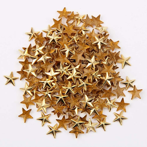 Beadsland Hotfix Iron On, Flat Back Stars Studs - 1/4" Flatback Glue on Studs 300pcs (Gold, 10x10mm)...