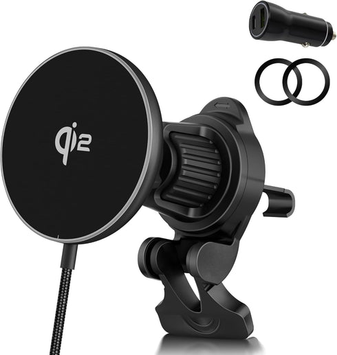Orzero Upgraded 15W Qi2 Certificated Wireless Car Charger for iPhone 15/14/13/12 Series, Mag-Safe Vent Mount with PD Adapter, Fast Charging, Secur...