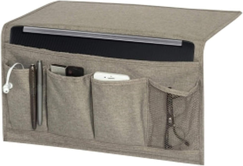 Bedside Caddy | Bedside Storage Organizer- 5 Pockets Bedside Holder for Remote, Laptop, Glasses, Phone, Magazine, Book | College Dorm Room Essenti...