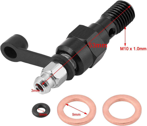 Qiilu Banjo Bolt Bleed Screw, M10x1.0mm Motorcycle Brake Master Cylinder Caliper Bleed Screw Nipple Banjo Bolt + Dust Cap Universal For Kawasaki/S...