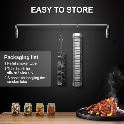 AYZA,Pellet Smoker Tube -12inchStainless Steel BBQ Wood Pellet for ColdHot Smoking,Works with All Grill or Smokers,Ideal Smoking Cheese,Fish,Beef,...