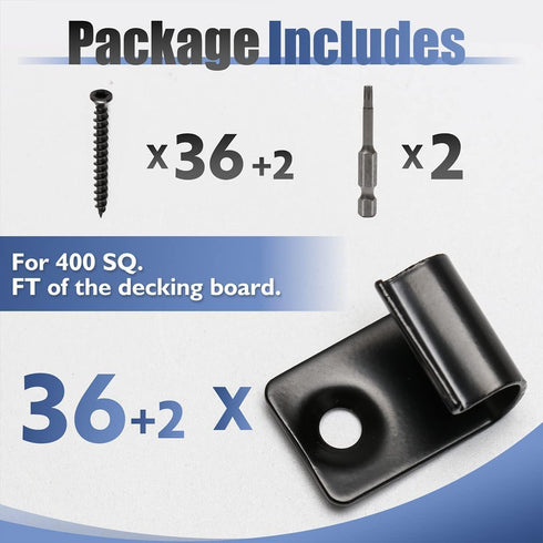 LukLoy Stainless Steel Starter Clips for Decking, 36 Pack for 400 SQ.FT Black Deck Clips of Decking Board, Universal Starter Decking Clips Hidden ...