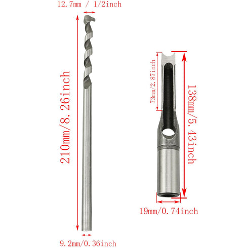 Woodworking Square Hole Drill Bit 1/2 High Carbon Steel Hollow Chisel Mortiser Power Tool Corner Chisel Square Auger Hole Opener Used for MDF Part...
